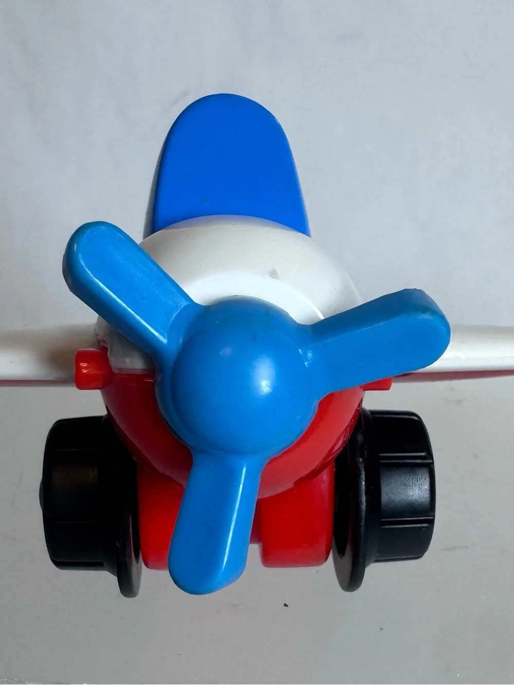 Vintage 1992 Fisher Price Airplane Blue Red White Plastic Toy